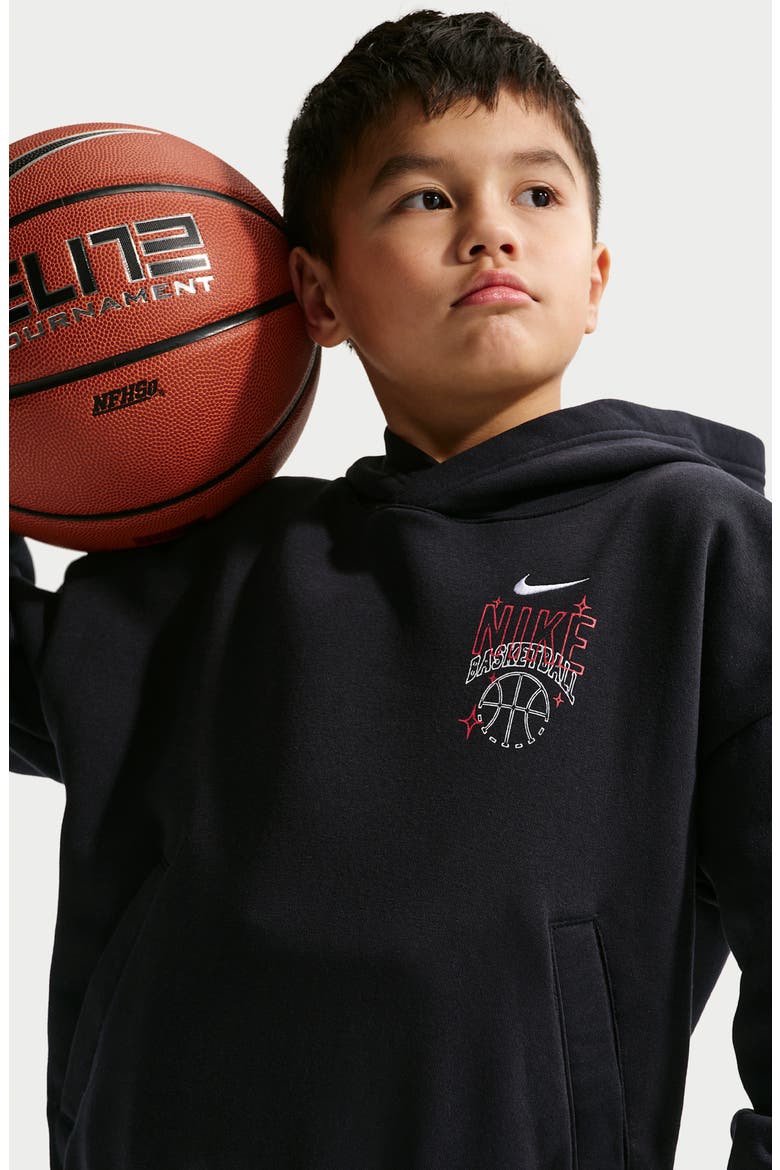 Kids' Basketball Oversize Hoodie, Alternate, color, BLACK/ WHITE