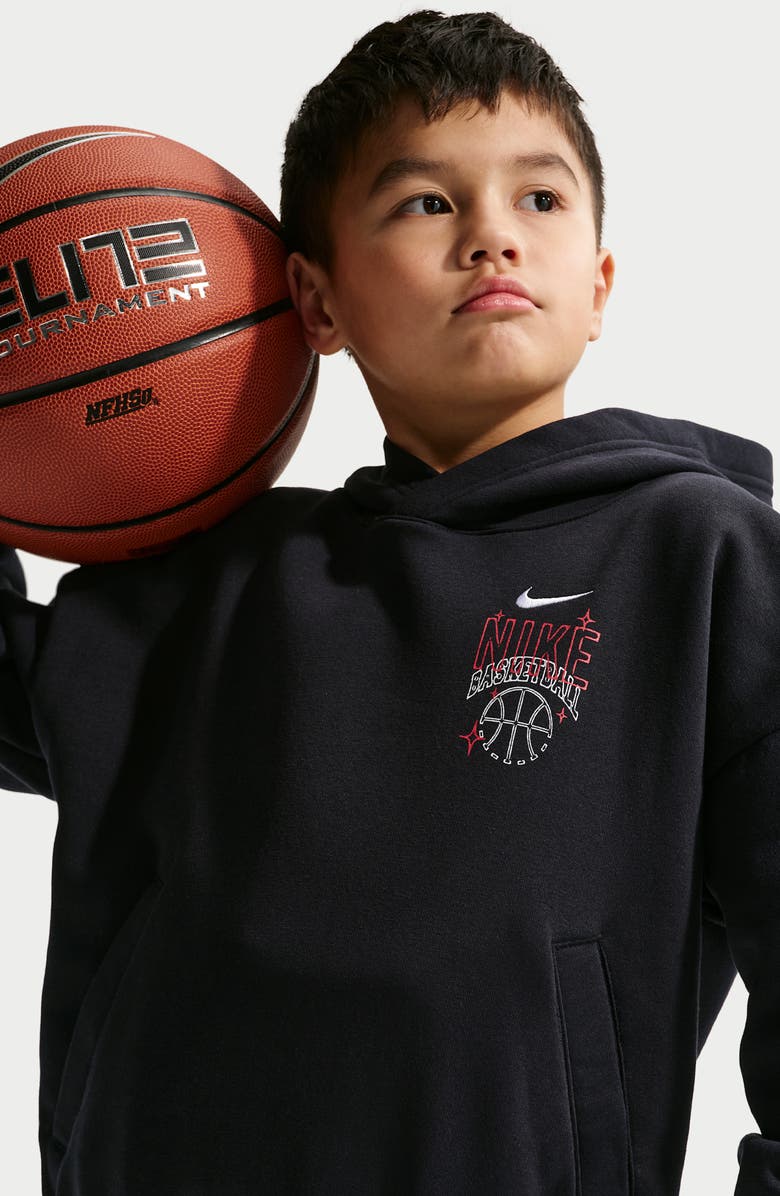 Nike Kids' Basketball Oversize Hoodie, Alternate, color, Black/ White