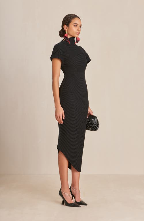 Cult Gaia Chrysta Turtleneck Rib Midi Sweater Dress In Black