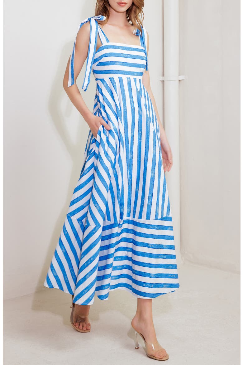 Tie Strap Maxi Dress, Alternate, color, BLUE