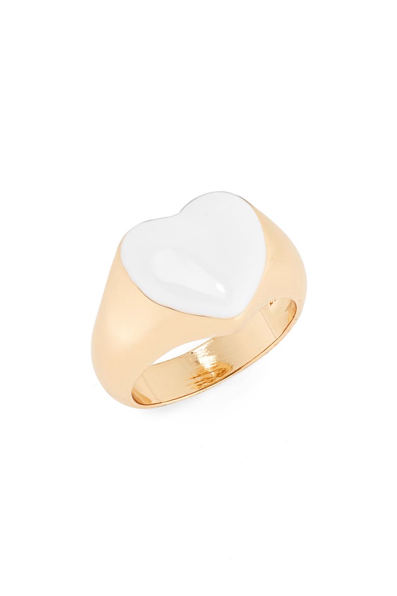 Enamel Heart Ring, Main, color, WHITE