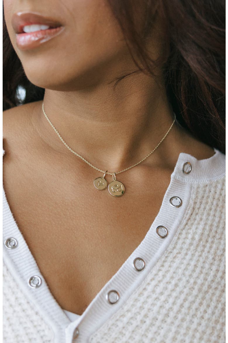 Engraved Angel Wing Charm, Alternate, color, GOLD