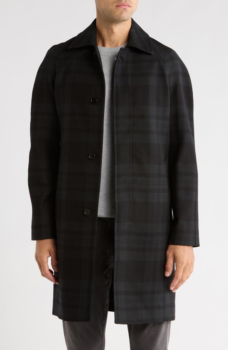 AllSaints Marton Plaid Wool Coat, Main, color, Black