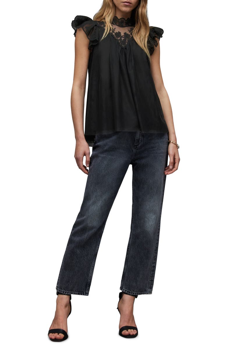 AllSaints Azura Lace Top, Alternate, color, 