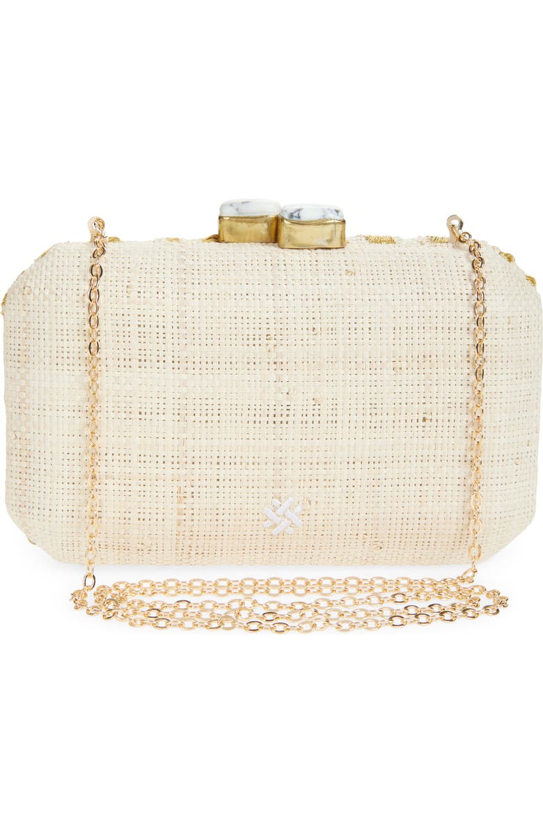 Pamela Munson Le Zoo Raffia Clutch, Alternate, color, Gold