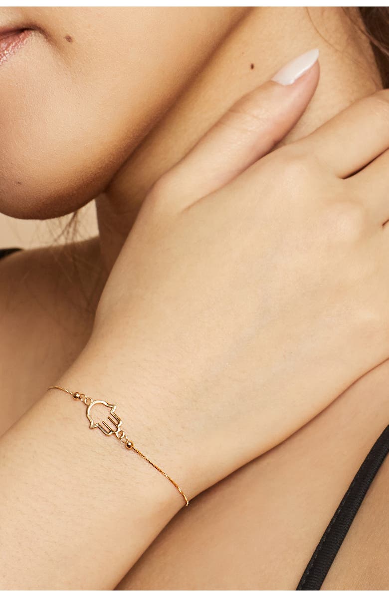 Oradina 14K Yellow Gold Hamsa Bolo Bracelet, Alternate, color, 