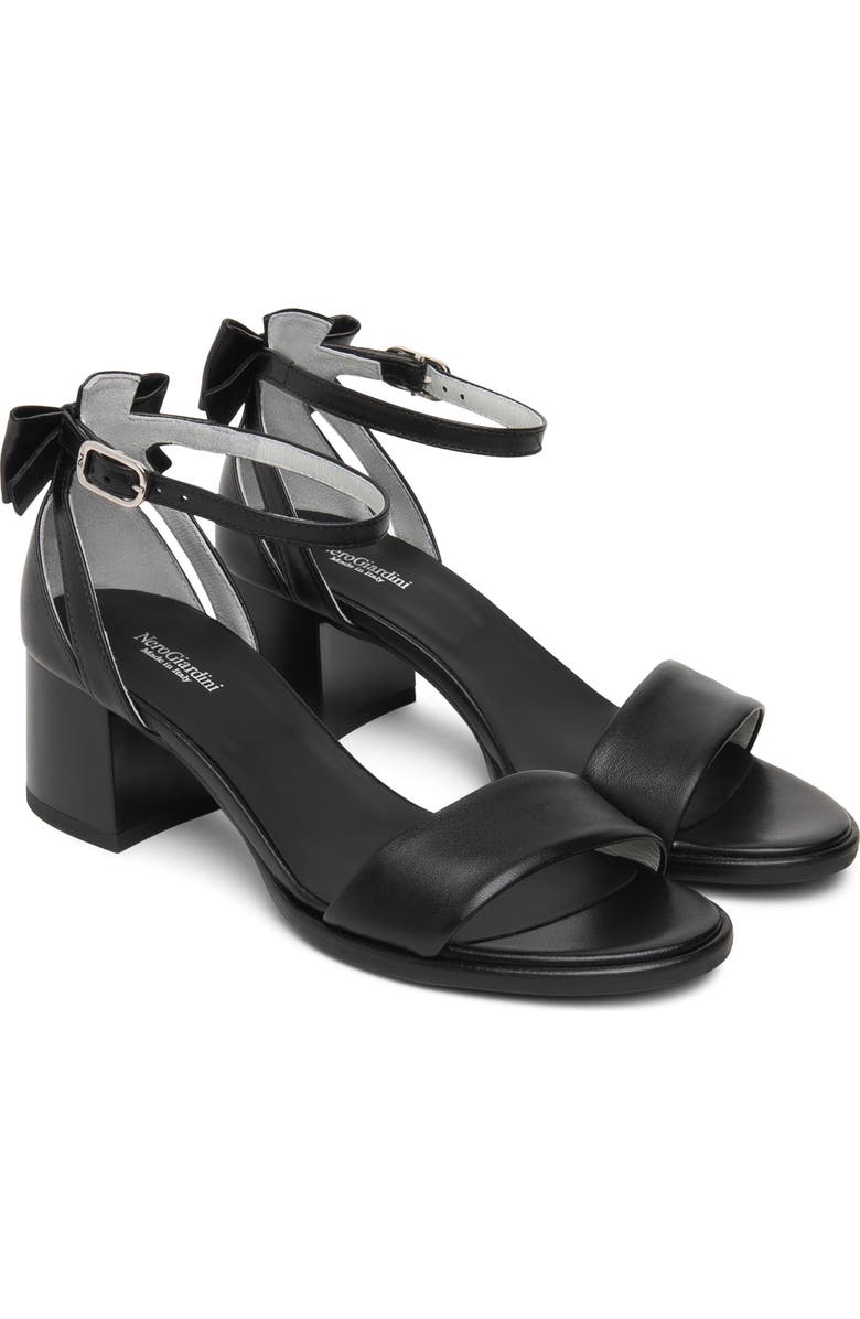 NeroGiardini Ankle Strap Block Heel Sandal, Main, color, Black
