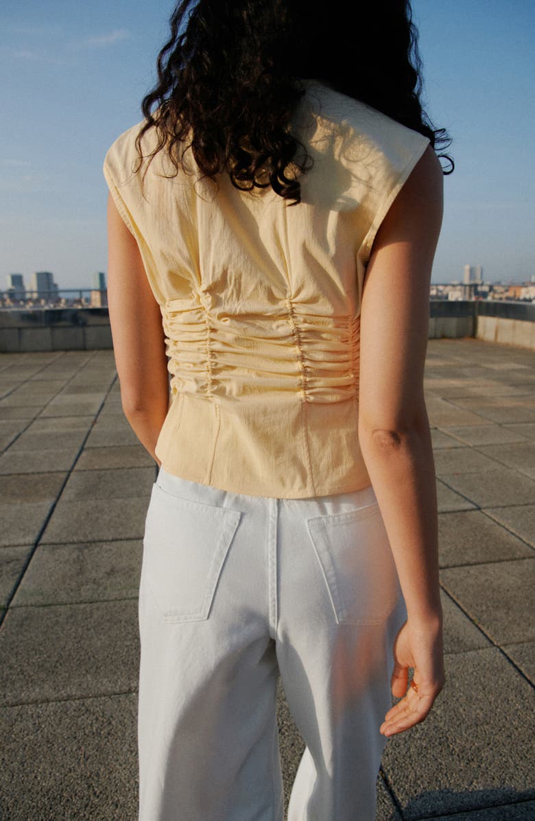 MANGO Sleeveless V-Neck Cotton Corset Top, Alternate, color, Vanilla