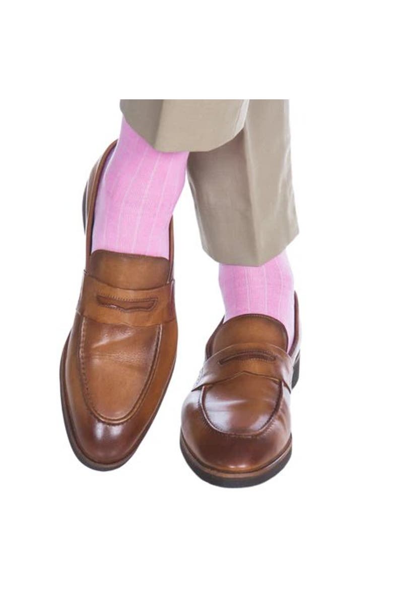 Jasper Ribbed Over The Calf Solid Color Mercerized Cotton Socks, Alternate, color, Pink