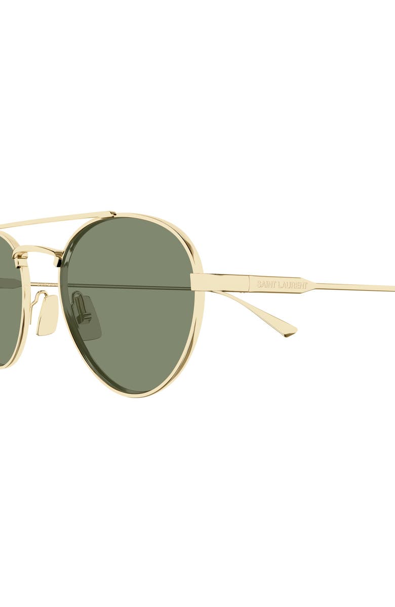 Saint Laurent 51mm Round Sunglasses, Alternate, color, Gold