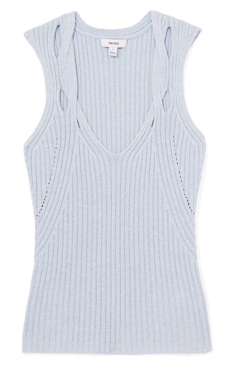 Reiss Alethia Cutout Rib Tank, Alternate, color, Blue