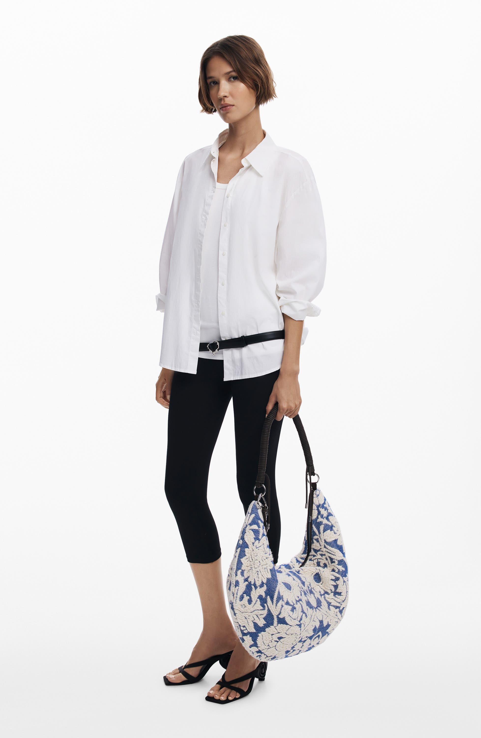 Desigual Floral Embroidered Shoulder Bag, Alternate, color, Royal Blue