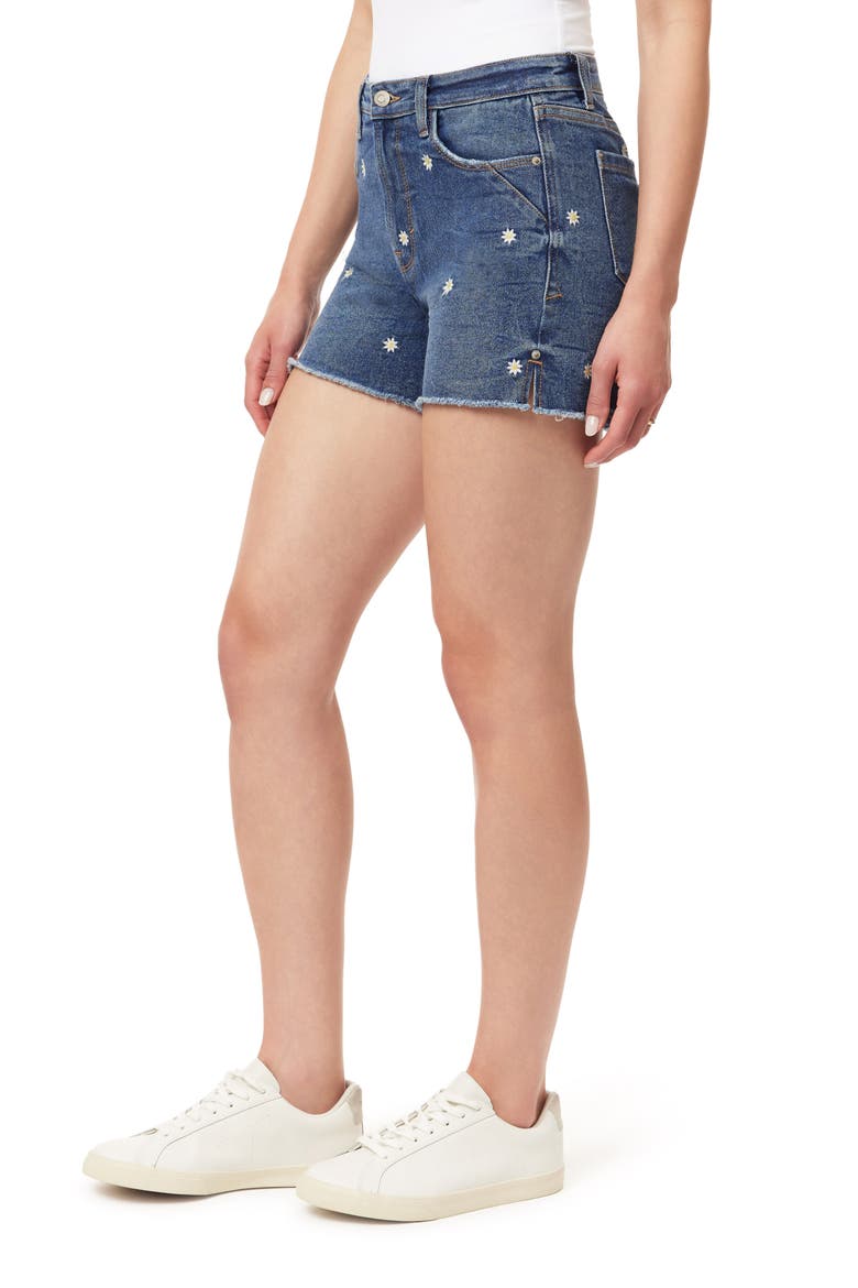 Midrise Fray Hem Denim Shorts, Alternate, color, MELBOURNE DAISY