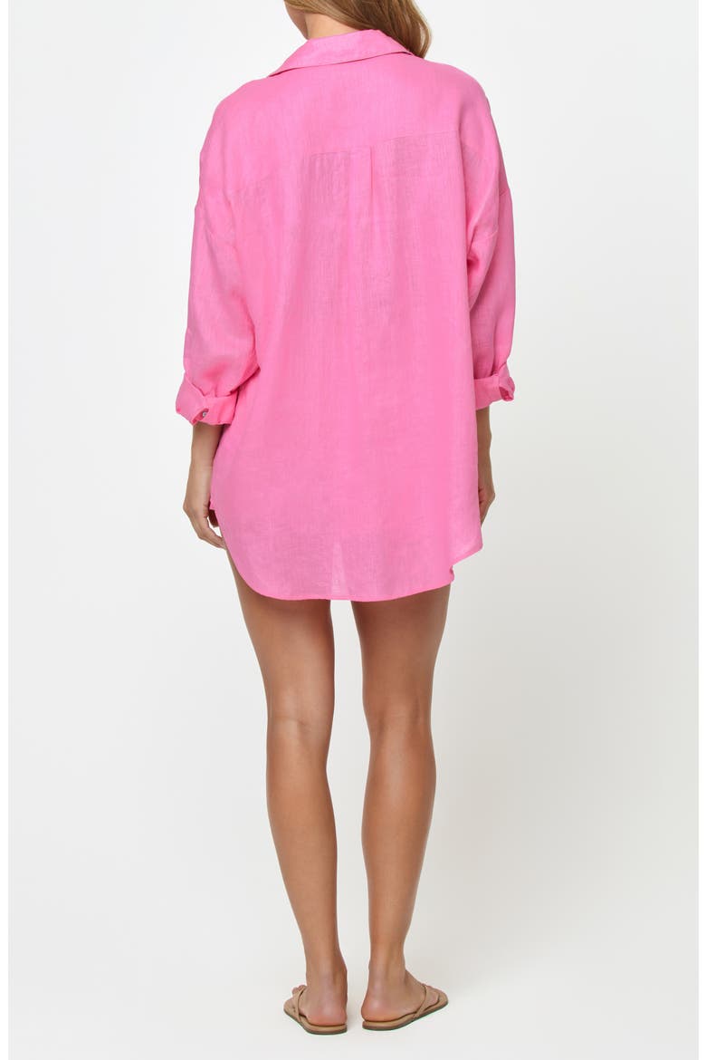 Rio Linen Cover-Up Tunic, Alternate, color, HOTTEST PINK