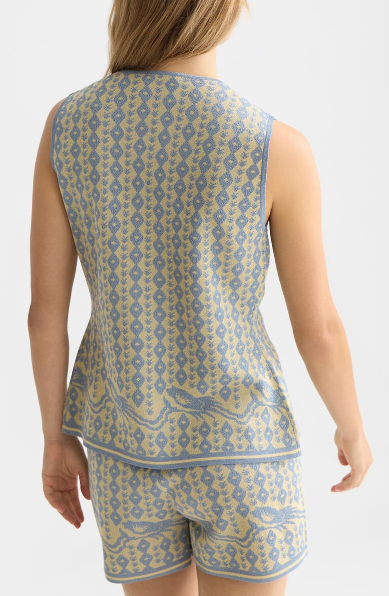 Scotch & Soda Jacquard Tie Front Knit Vest, Alternate, color, Cactus Stripe Placed Raffia