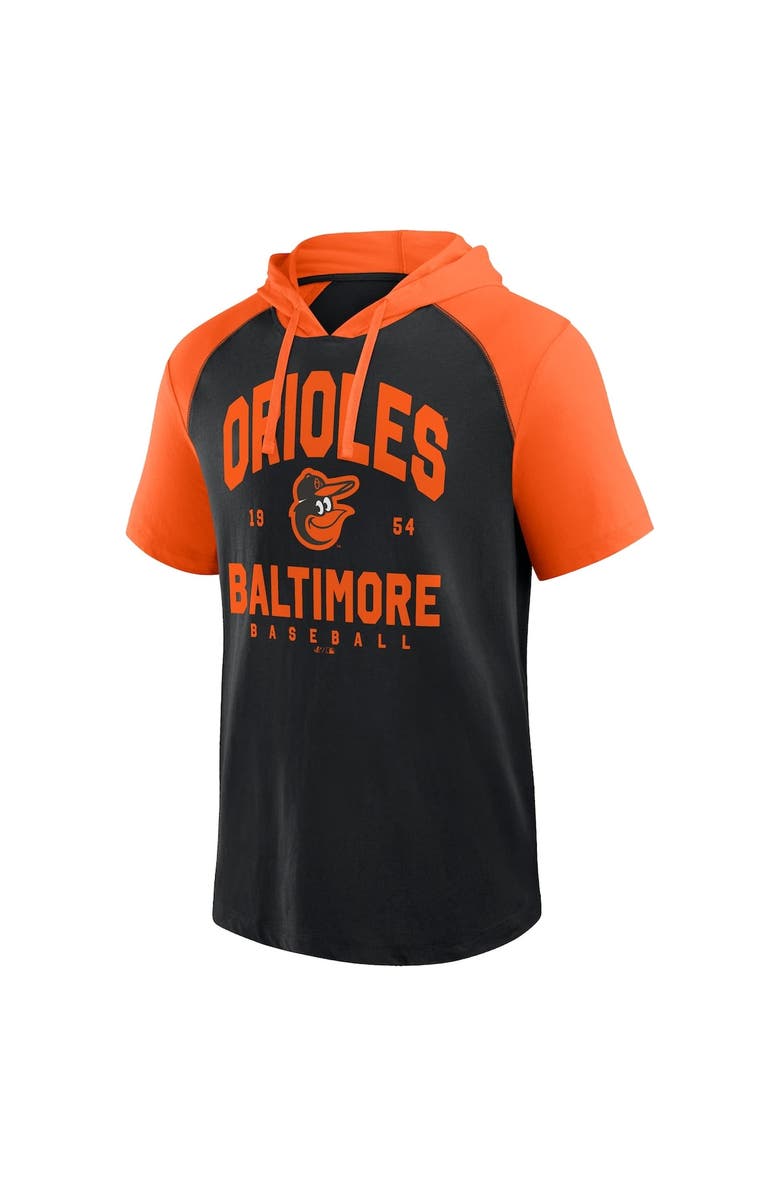 PROFILE Men's Profile Black Baltimore Orioles Big & Tall Short Sleeve Pullover Hoodie, Alternate, color, 