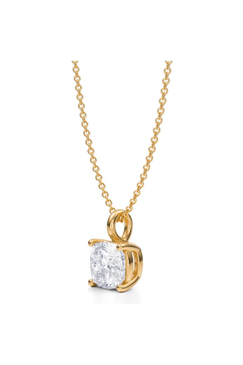 Cushion Solitaire Lab Diamond Pendant Necklace 14K 2.0ct, Alternate, color, Yellow Gold
