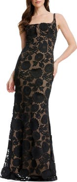 Dress the Population Lorena Floral Appliqué Mermaid Gown