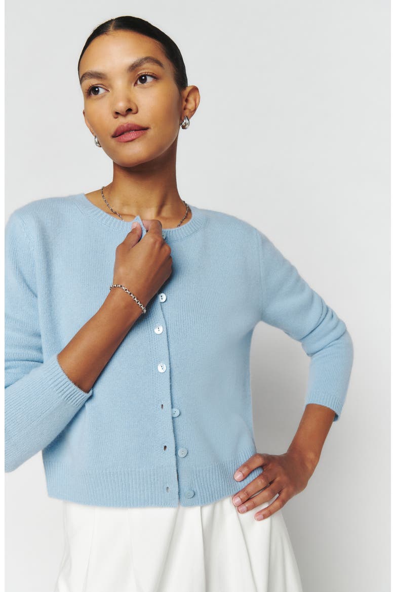 Clara Cashmere Crew Cardigan, Alternate, color, BAYOU