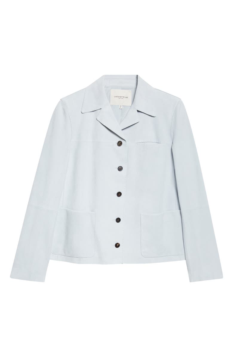 Lafayette 148 New York Patch Pocket Suede Shirt Jacket, Alternate, color, Glacier Blue