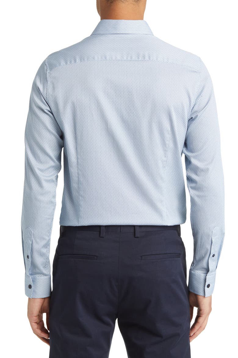 Alham Slim Fit Herringbone Print Stretch Button-Up Shirt, Alternate, color, PALE BLUE