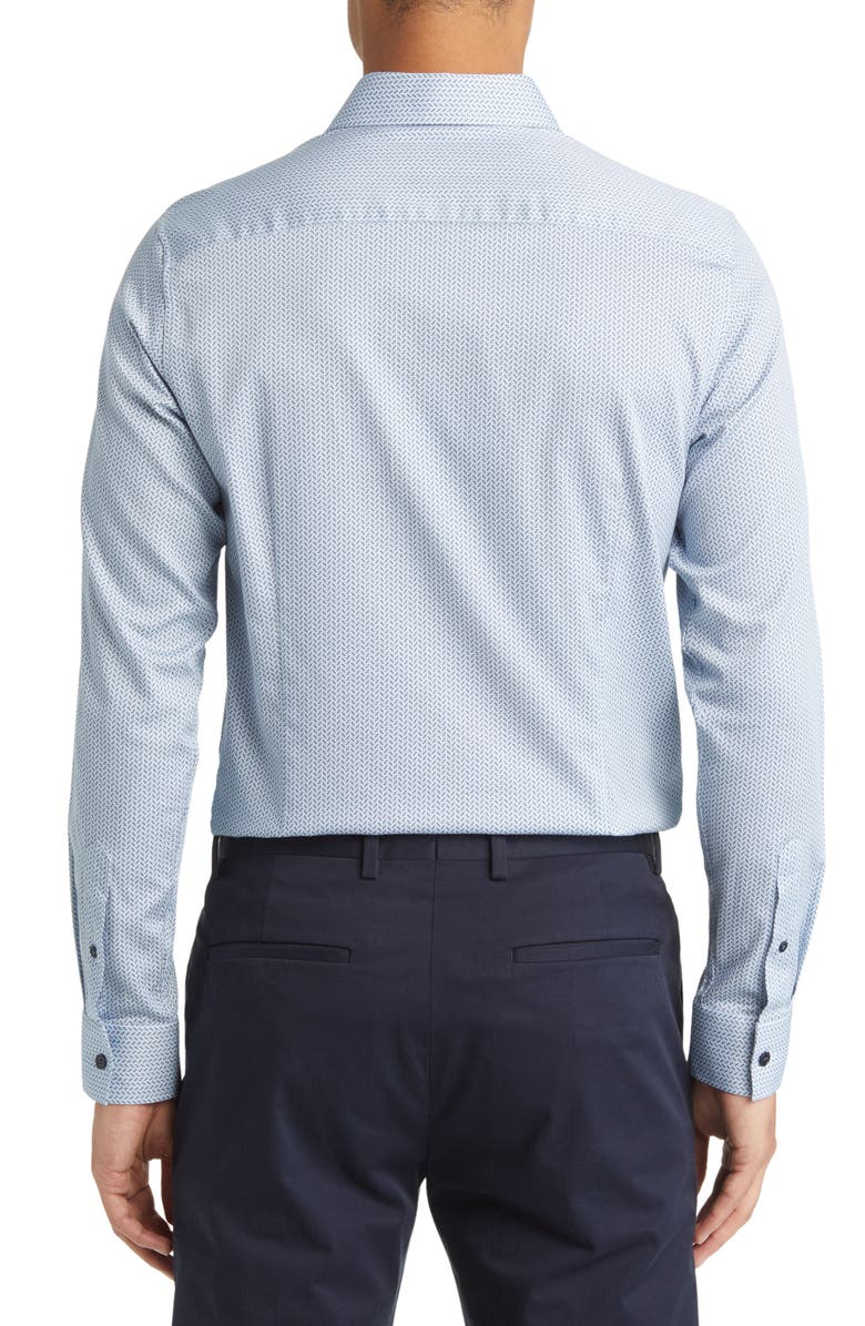 Ted Baker London Alham Slim Fit Herringbone Print Stretch Button-Up Shirt, Alternate, color, Pale Blue