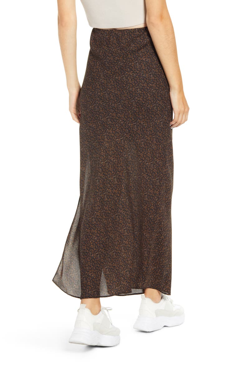 Sheer Floral Print Maxi Skirt, Alternate, color, BLACK BROWN TAUPE