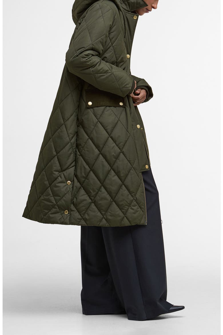 Meredith Quilted Coat, Alternate, color, OLIVE/ ANCIENT TARTAN
