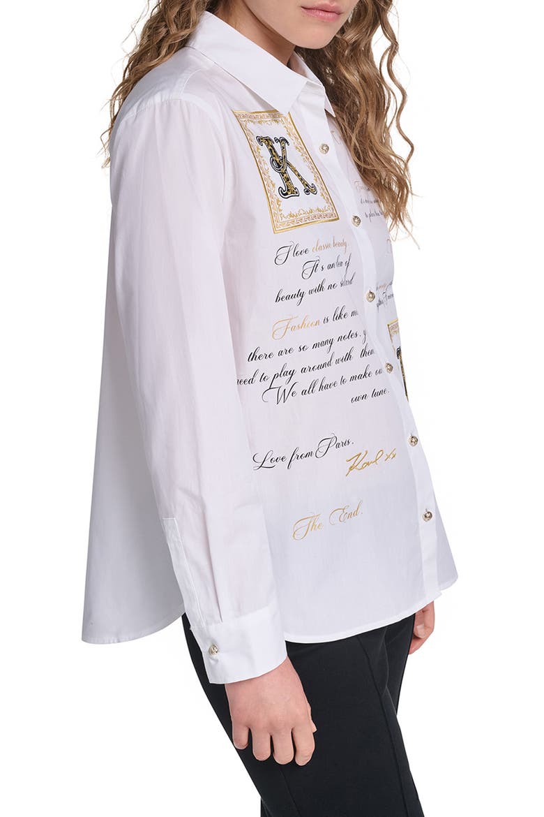 Graphic Cotton Button Up Shirt, Alternate, color, WHITE