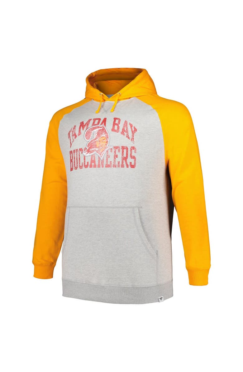 PROFILE Men's Profile Heather Gray/Orange Tampa Bay Buccaneers Big & Tall Favorite Arch Throwback Raglan Pullover Hoodie, Alternate, color, Heather Gray
