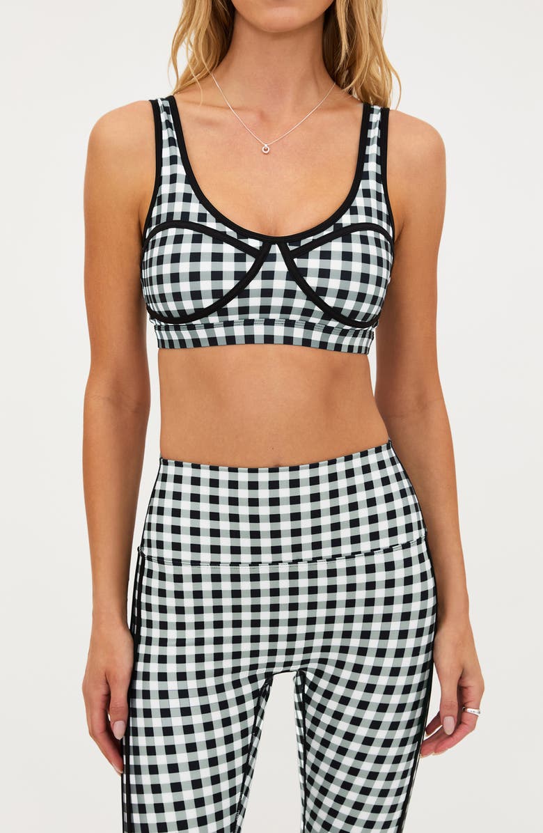 Beach Riot Rella Side Stripe Ankle Leggings, Alternate, color, Slate Gingham