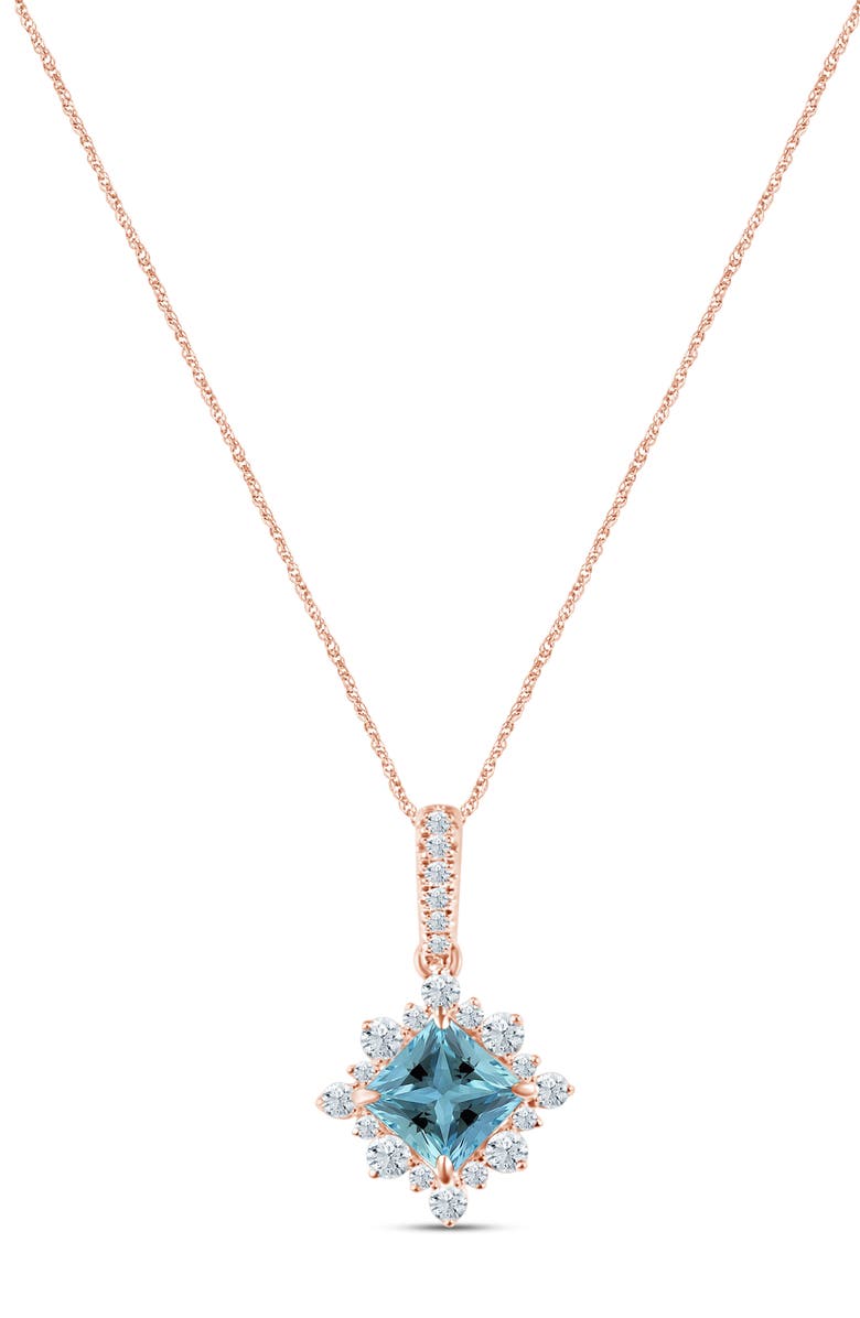 Truly Zac Posen Square Aquamarine & Diamond Pendant Necklace, Alternate, color, 