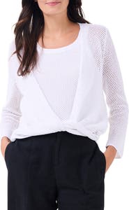 NIC+ZOE Open Stitch 4-Way Cotton Blend Cardigan