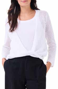 NIC+ZOE Open Stitch 4-Way Cotton Blend Cardigan