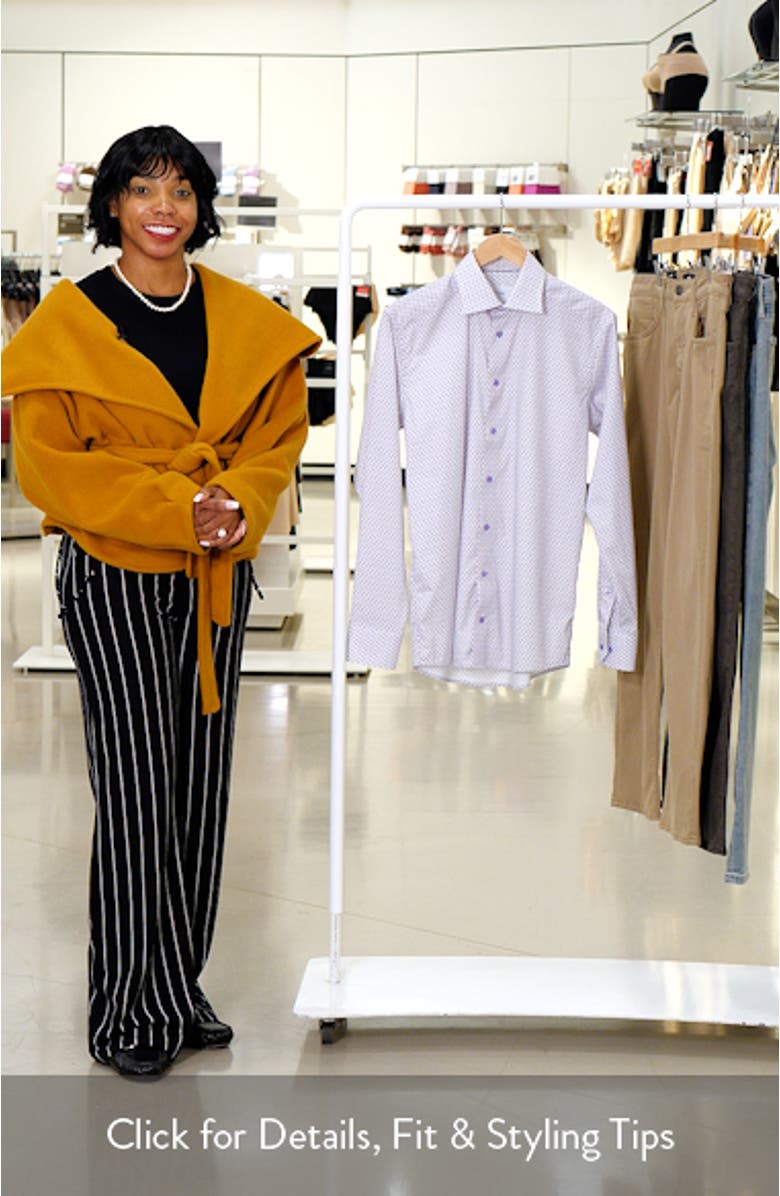 Slim Fit Geometric Print Cotton Dress Shirt, sales video thumbnail