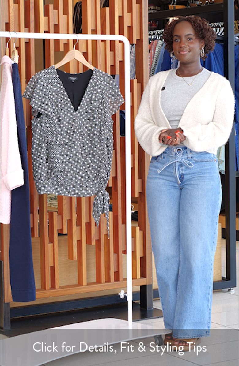 Plaid Swiss Dot Flutter Sleeve Ruffle Top, sales video thumbnail