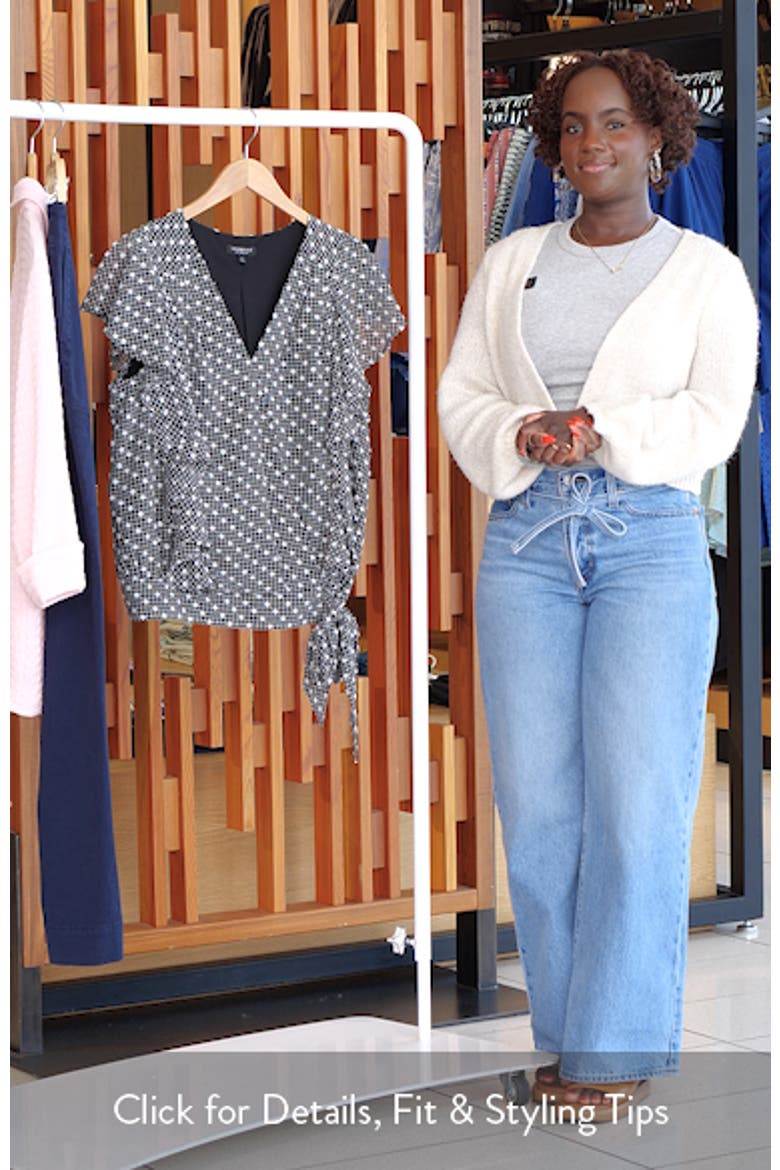 Plaid Swiss Dot Flutter Sleeve Ruffle Top video