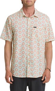 Quiksilver Ocean Mayhem Classic Sun Print Short Sleeve Cotton Button-Up Shirt