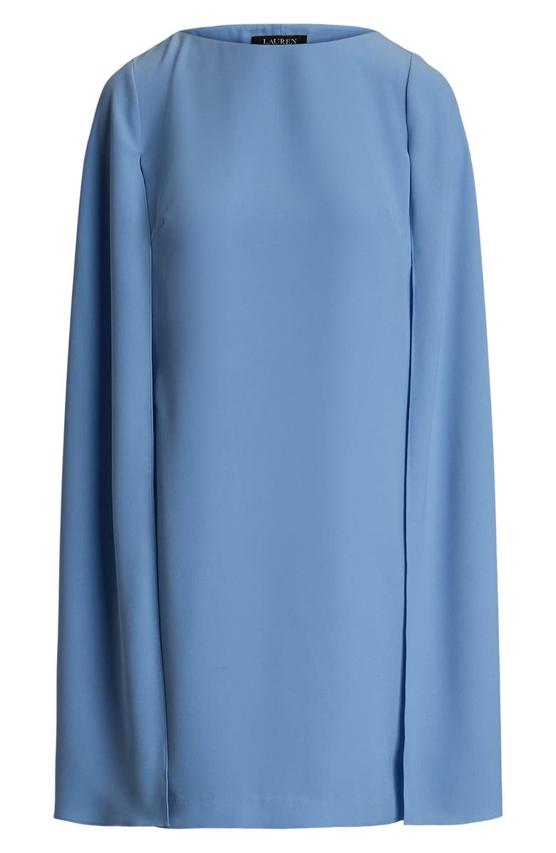 Ralph Lauren Georgette Cocktail Cape Dress, Alternate, color, Sky Blue