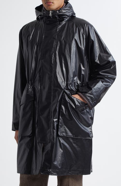 Our Legacy Tempesta Cotton Faux Leather Parka In Black Rich Pleather Cotton