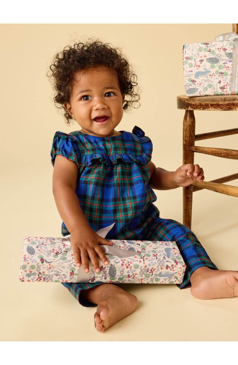 Tea Collection Plaid Ruffle Baby Romper, Alternate, color, Busan Holiday Plaid