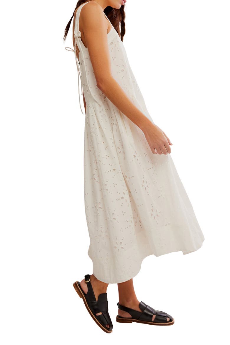 Primavera Cotton Eyelet Midi Sundress, Alternate, color, WHITE