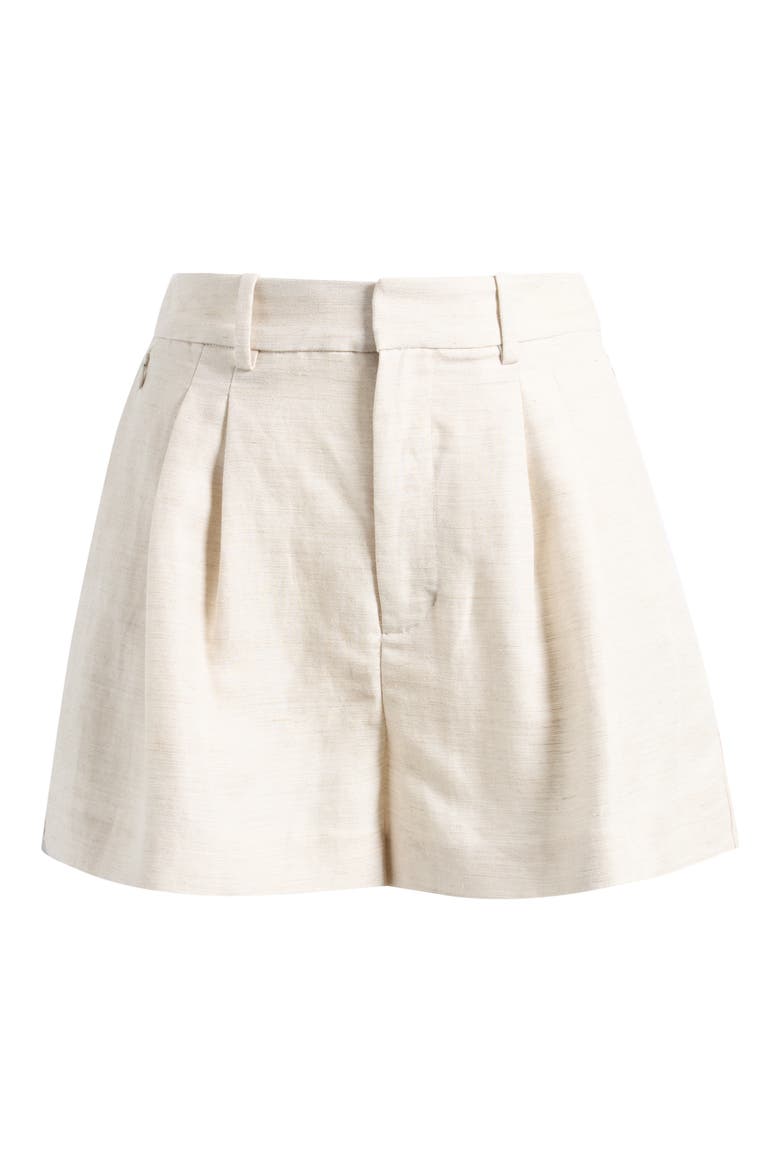 Pleated Tencel™ & Linen Trouser Shorts, Alternate, color, OAT