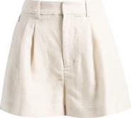 Good American Pleated Tencel™ & Linen Trouser Shorts
