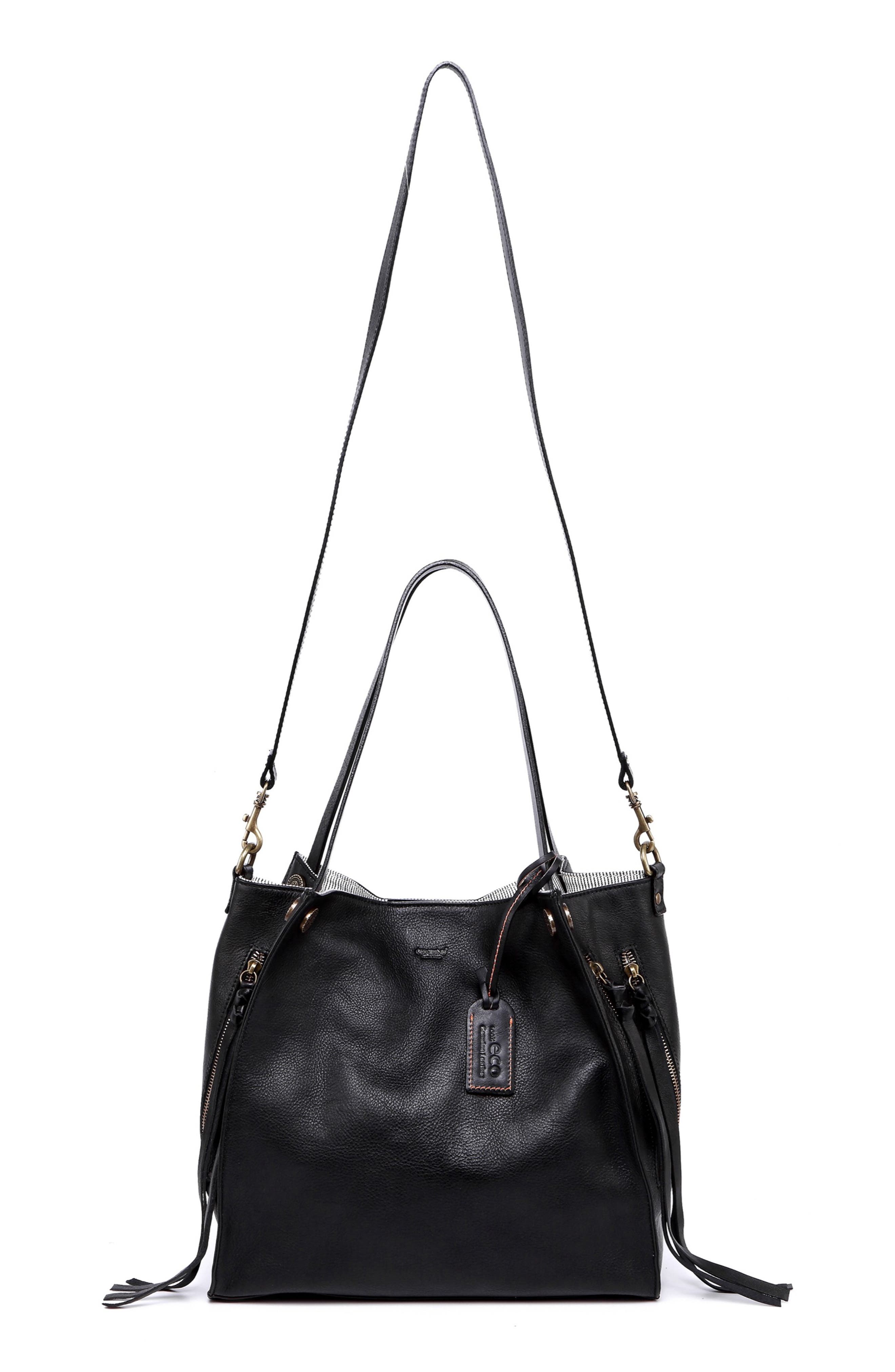 OLD TREND Daisy Leather Tote Bag, Alternate, color, Black