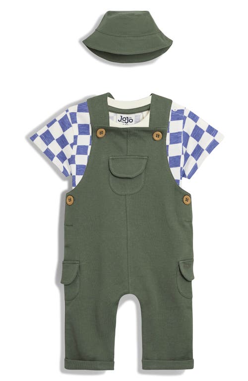 JOJO MAMAN BÉBÉ JOJO MAMAN BEBE CHECK T-SHIRT, KNIT OVERALLS & BUCKET HAT SET 