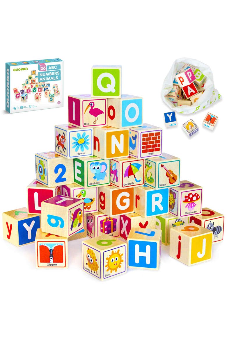 Wooden Alphabet Blocks & Puzzle Board Set, Main, color, Cartoonish