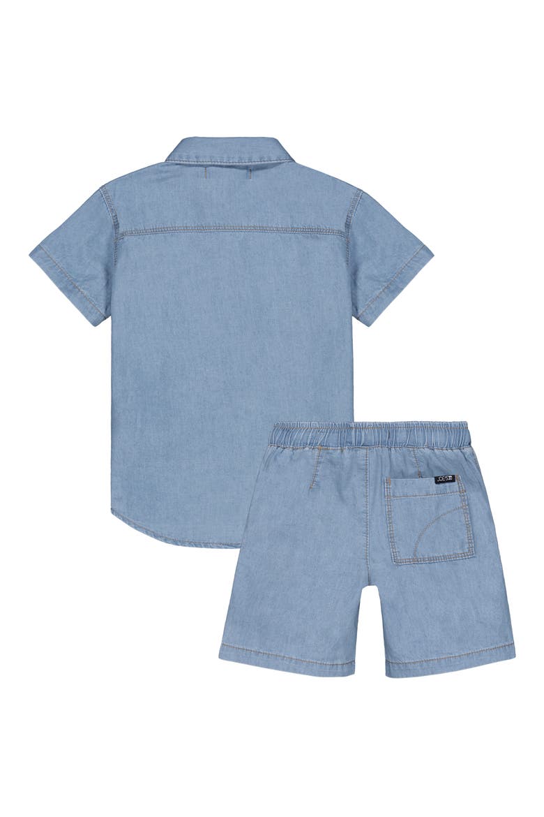 Kids' Chambray Button-Up Shirt & Shorts Set, Alternate, color, LIGHT WASH