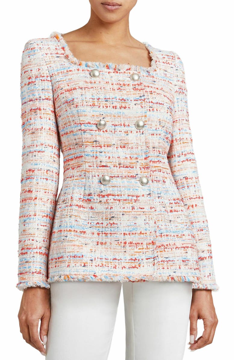 Santorelli ELARA Double-Breasted Jacket in Multi Tweed, Main, color, 