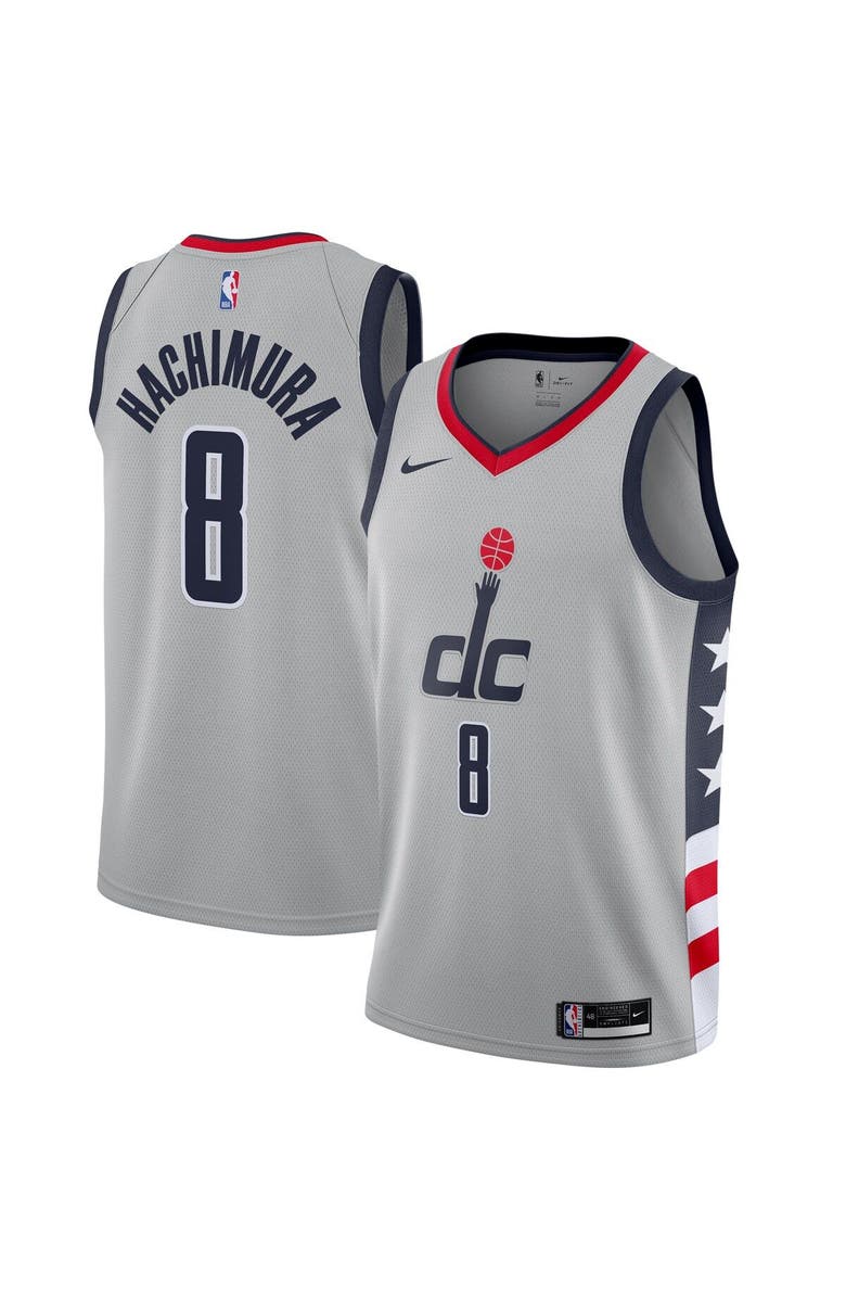 Nike Men's Nike Rui Hachimura Gray Washington Wizards 2020/21 Swingman Player Jersey - City Edition, Main, color, 